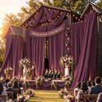 4 Panels 5ftx30ft Burgundy Ceiling Drapes for Wedding Parties, alternate view 6