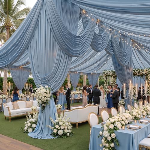 4 Panels 5ftx30ft Dusty Blue Ceiling Drapes for Wedding Party