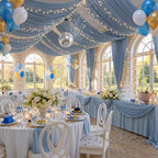 4 Panels 5ftx30ft Dusty Blue Ceiling Drapes for Wedding Party, alternate view 4