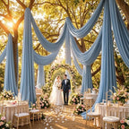 4 Panels 5ftx30ft Dusty Blue Ceiling Drapes for Wedding Party, alternate view 5