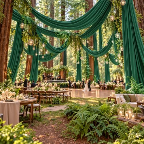 4 Panels 5ftx30ft Forest Green Ceiling Drape for Wedding Party, alternate view 4