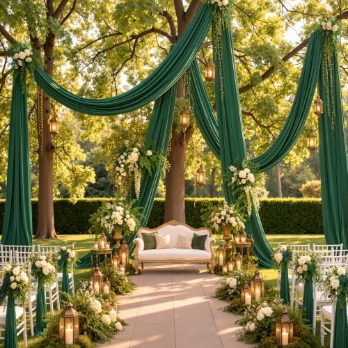 4 Panels 5ftx30ft Forest Green Ceiling Drape for Wedding Party, alternate view 6