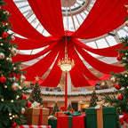 4 Panels 5ftx30ft Red Ceiling Drapes for Christmas Parties, alternate view 3