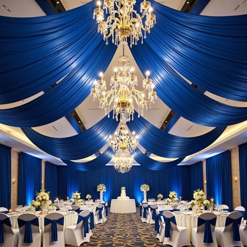 4 Panels 5ftx30ft Royal Blue Ceiling Drapes for Wedding Parties