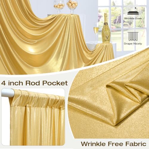 4 Panels 5x20ft Gold Ceiling Drapes for Wedding Parties, Wrinkle Free Thick Polyester 20ft Extra Long Wedding, alternate view