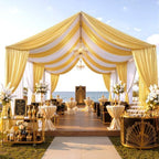 4 Panels 5x20ft Gold Ceiling Drapes for Wedding Parties, Wrinkle Free Thick Polyester 20ft Extra Long Wedding, alternate view