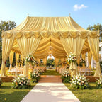 4 Panels 5x20ft Gold Ceiling Drapes for Wedding Parties, Wrinkle Free Thick Polyester 20ft Extra Long Wedding, alternate view