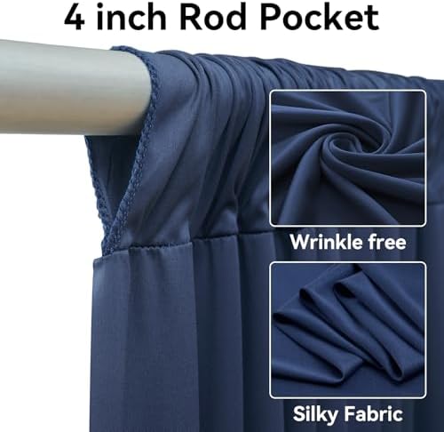 4 Panels 5x20ft Navy Blue Ceiling Drapes for Wedding Parties, Wrinkle Free Thick Polyester 20ft Extra Long, alternate view 2