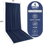 4 Panels 5x20ft Navy Blue Ceiling Drapes for Wedding Parties, Wrinkle Free Thick Polyester 20ft Extra Long, alternate view 3