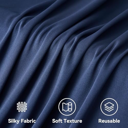 4 Panels 5x20ft Navy Blue Ceiling Drapes for Wedding Parties, Wrinkle Free Thick Polyester 20ft Extra Long, alternate view 4