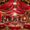 4 Panels 5x20ft Red Ceiling Drapes for Wedding Parties, Wrinkle Free Thick Polyester 20ft Extra Long Wedding