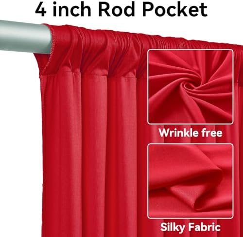 4 Panels 5x20ft Red Ceiling Drapes for Wedding Parties, Wrinkle Free Thick Polyester 20ft Extra Long Wedding, alternate view
