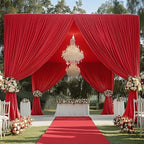 4 Panels 5x20ft Red Ceiling Drapes for Wedding Parties, Wrinkle Free Thick Polyester 20ft Extra Long Wedding, alternate view