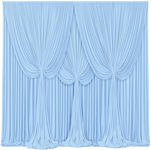4 Panels Baby Blue Backdrop Curtains for Wedding Party Wrinkle Free Backdrops Curtain Drapes Fabric Decorations