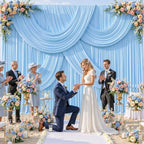 4 Panels Baby Blue Backdrop Curtains for Wedding Party Wrinkle Free Backdrops Curtain Drapes Fabric Decorations, alternate