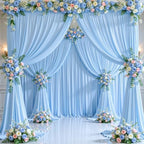 4 Panels Baby Blue Backdrop Curtains for Wedding Party Wrinkle Free Backdrops Curtain Drapes Fabric Decorations, alternate