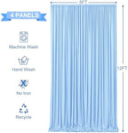 4 Panels Baby Blue Backdrop Curtains for Wedding Party Wrinkle Free Backdrops Curtain Drapes Fabric Decorations, alternate