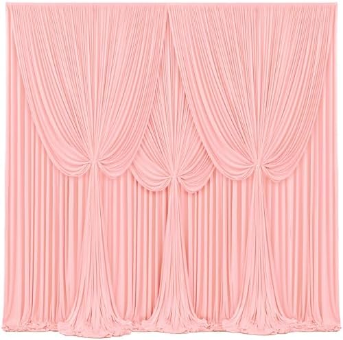 4 Panels Blush Pink Backdrop Curtains for Wedding Party Wrinkle Free Backdrops Curtain Drapes Fabric Decorations