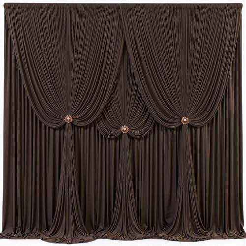 4 Panels Brown Backdrop Curtains for Wedding Party Wrinkle Free Backdrops Curtain Drapes Fabric Decorations