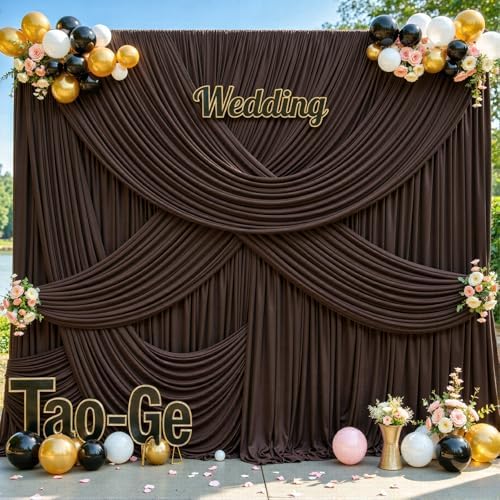 4 Panels Brown Backdrop Curtains for Wedding Party Wrinkle Free Backdrops Curtain Drapes Fabric Decorations, alternate view 3