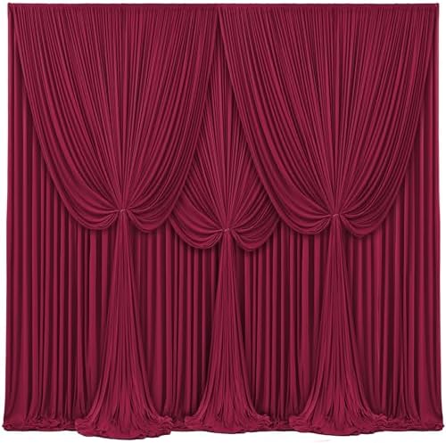 4 Panels Burgundy Backdrop Curtains for Wedding Party Wrinkle Free Backdrops Curtain Drapes Fabric Decorations