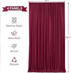 4 Panels Burgundy Backdrop Curtains for Wedding Party Wrinkle Free Backdrops Curtain Drapes Fabric Decorations, alternate