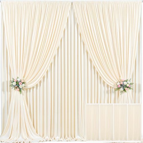 4 Panels Champagne Backdrop Curtain for Parties Wedding Baby Shower Wrinkle Free Photo Curtains Backdrop Drapes
