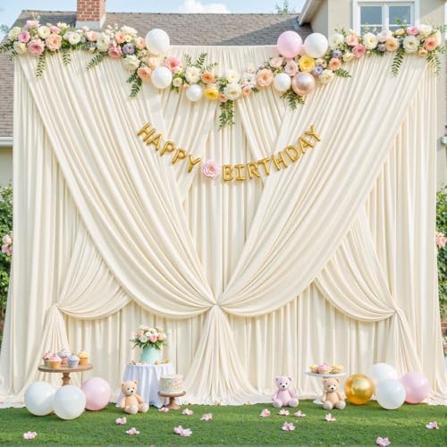 4 Panels Champagne Backdrop Curtain for Parties Wedding Baby Shower Wrinkle Free Photo Curtains Backdrop Drapes, alternate