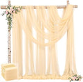 4 Panels Champagne Wedding Arch Draping Fabric 30" x 19ft Wedding Drapes Tulle Drapes for Backdrop Sheer Fabric