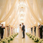 4 Panels Champagne Wedding Arch Draping Fabric 30" x 19ft Wedding Drapes Tulle Drapes for Backdrop Sheer Fabric, alternate