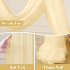 4 Panels Champagne Wedding Arch Draping Fabric 30" x 19ft Wedding Drapes Tulle Drapes for Backdrop Sheer Fabric, alternate
