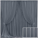4 Panels Charcoal Backdrop Curtain for Parties Wedding Wrinkle Free Silver Grey Photo Curtains Backdrop Drapes