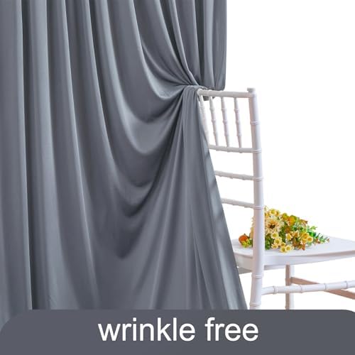 4 Panels Charcoal Backdrop Curtain for Parties Wedding Wrinkle Free Silver Grey Photo Curtains Backdrop Drapes, alternate