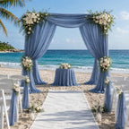 4 Panels Dusty Blue Wedding Arch Draping Fabric 29" X 20FT Sheer Chiffon Drapes Bridal Baby Shower Backdrop for, alternate