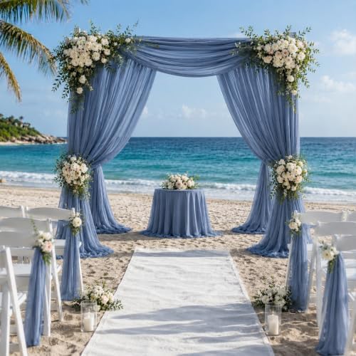4 Panels Dusty Blue Wedding Arch Draping Fabric 29" X 20FT Sheer Chiffon Drapes Bridal Baby Shower Backdrop for, alternate