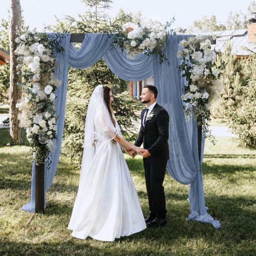 4 Panels Dusty Blue Wedding Arch Draping Fabric 29" X 20FT Sheer Chiffon Drapes Bridal Baby Shower Backdrop for, alternate