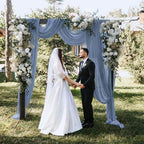 4 Panels Dusty Blue Wedding Arch Draping Fabric 29" X 20FT Sheer Chiffon Drapes Bridal Baby Shower Backdrop for, alternate