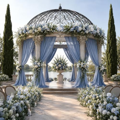 4 Panels Dusty Blue Wedding Arch Draping Fabric 29" X 20FT Sheer Chiffon Drapes Bridal Baby Shower Backdrop for, alternate