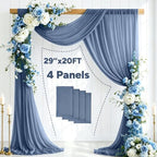 4 Panels Dusty Blue Wedding Arch Draping Fabric 29" X 20FT Sheer Chiffon Drapes Bridal Baby Shower Backdrop for, alternate