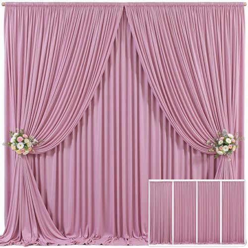 4 Panels Dusty Pink Backdrop Curtain for Parties Wedding Wrinkle Free Pink Photo Curtains Backdrop Drapes Fabric
