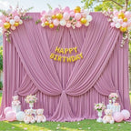 4 Panels Dusty Pink Backdrop Curtain for Parties Wedding Wrinkle Free Pink Photo Curtains Backdrop Drapes Fabric, alternate