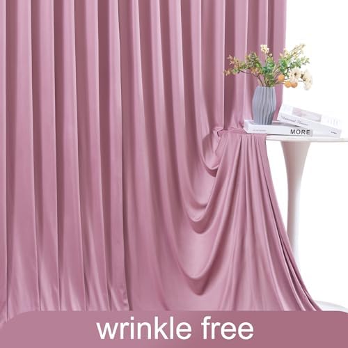 4 Panels Dusty Pink Backdrop Curtain for Parties Wedding Wrinkle Free Pink Photo Curtains Backdrop Drapes Fabric, alternate