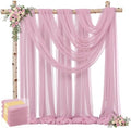 4 Panels Dusty Rose Wedding Arch Draping Fabric 30" x 19ft Wedding Drapes Tulle Drapes for Backdrop Sheer Fabric