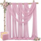 4 Panels Dusty Rose Wedding Arch Draping Fabric 30" x 19ft Wedding Drapes Tulle Drapes for Backdrop Sheer Fabric
