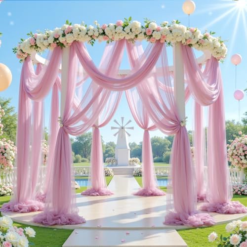 4 Panels Dusty Rose Wedding Arch Draping Fabric 30" x 19ft Wedding Drapes Tulle Drapes for Backdrop Sheer Fabric, alternate