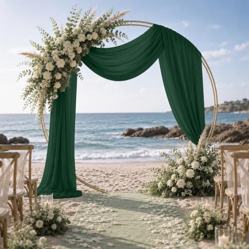 4 Panels Emerald Green Wedding Arch Draping Fabric 29" X 20FT Sheer Chiffon Drapes Bridal Baby Shower Backdrop, alternate