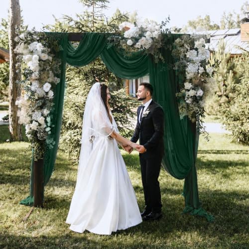 4 Panels Emerald Green Wedding Arch Draping Fabric 29" X 20FT Sheer Chiffon Drapes Bridal Baby Shower Backdrop, alternate
