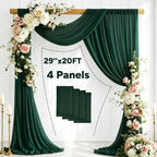 4 Panels Emerald Green Wedding Arch Draping Fabric 29" X 20FT Sheer Chiffon Drapes Bridal Baby Shower Backdrop, alternate