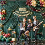 4 Panels Hunter Green Backdrop Curtain for Parties Wrinkle Free Dark Green Photo Curtains Backdrop Drapes Fabric, alternate
