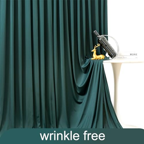4 Panels Hunter Green Backdrop Curtain for Parties Wrinkle Free Dark Green Photo Curtains Backdrop Drapes Fabric, alternate